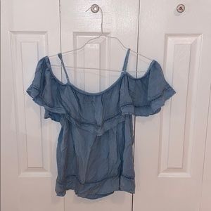 Blue Over the Shoulder blouse